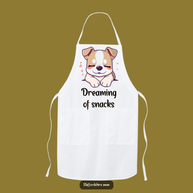Funny Sleepy Staffy Apron, Dreaming Dog Kitchen Wear, Peaceful Chef Gift