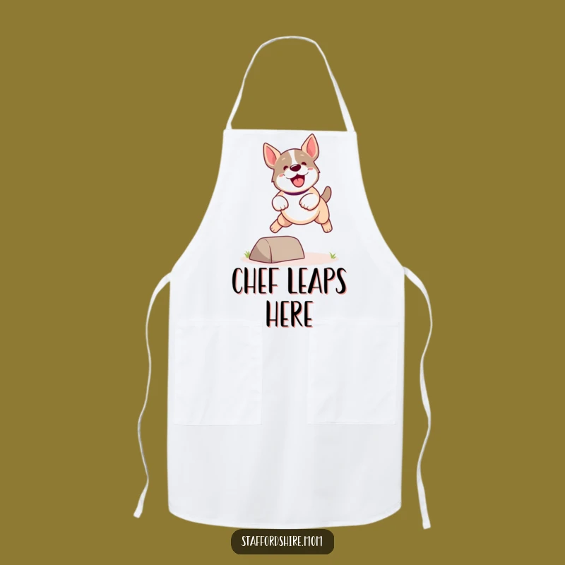 Funny Kawaii Staffordshire Dog Apron: Leap Into Cooking With Playful Energy!