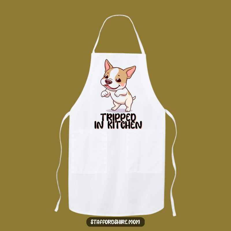 Funny Staffy Tripping Apron - Kitchen Humor Dog Lover Gift