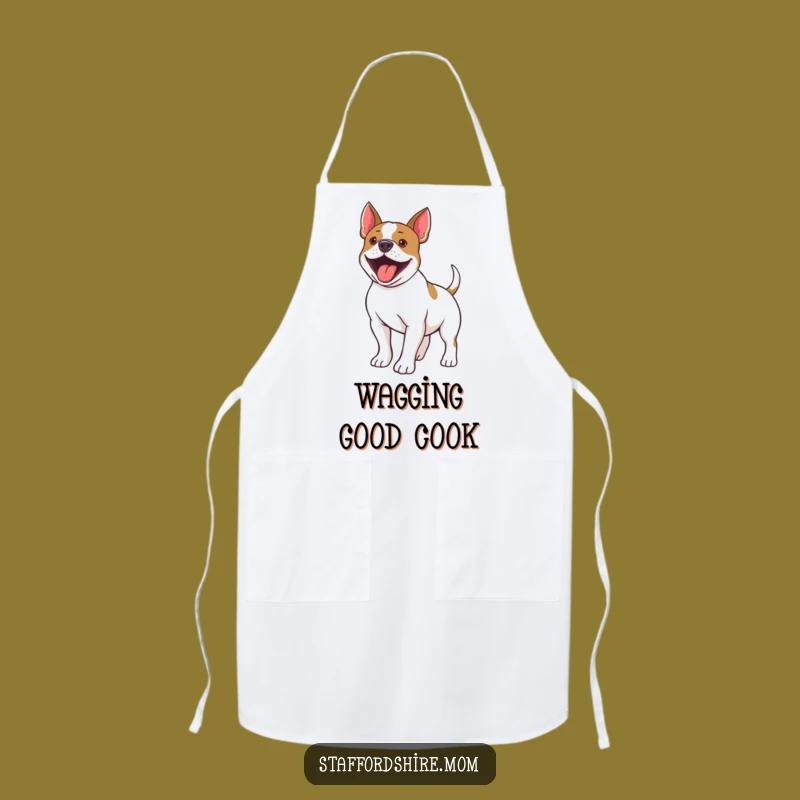 Funny Staffy Tail Wiggle Apron: Cook Up Laughs with This Hilarious Dog Design!