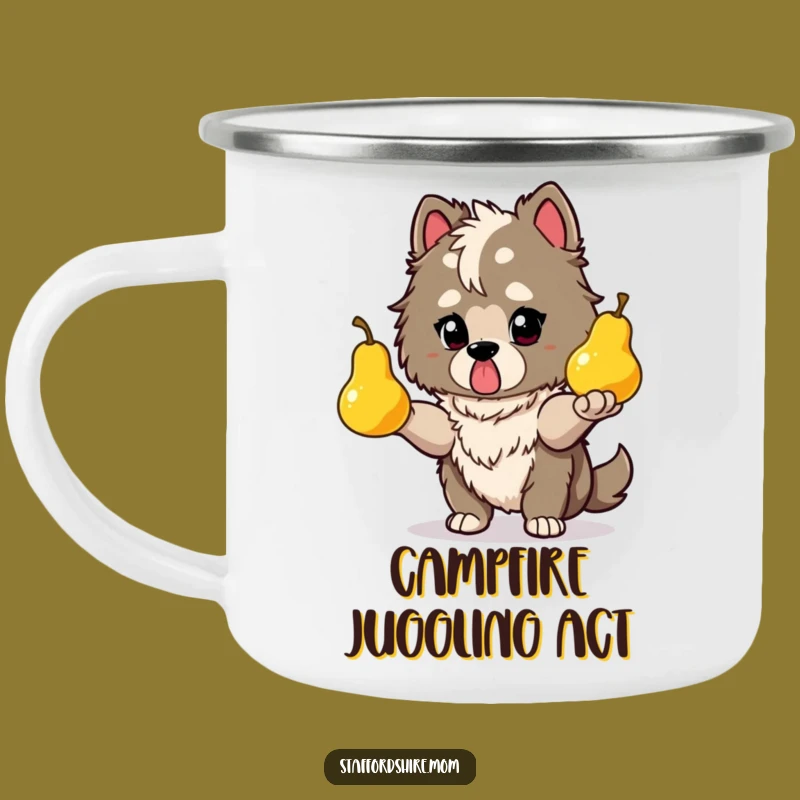 Durable Funny Determined Staffy Camping Mug: Adventure with Skill, Great Funny Outdoor Gift!