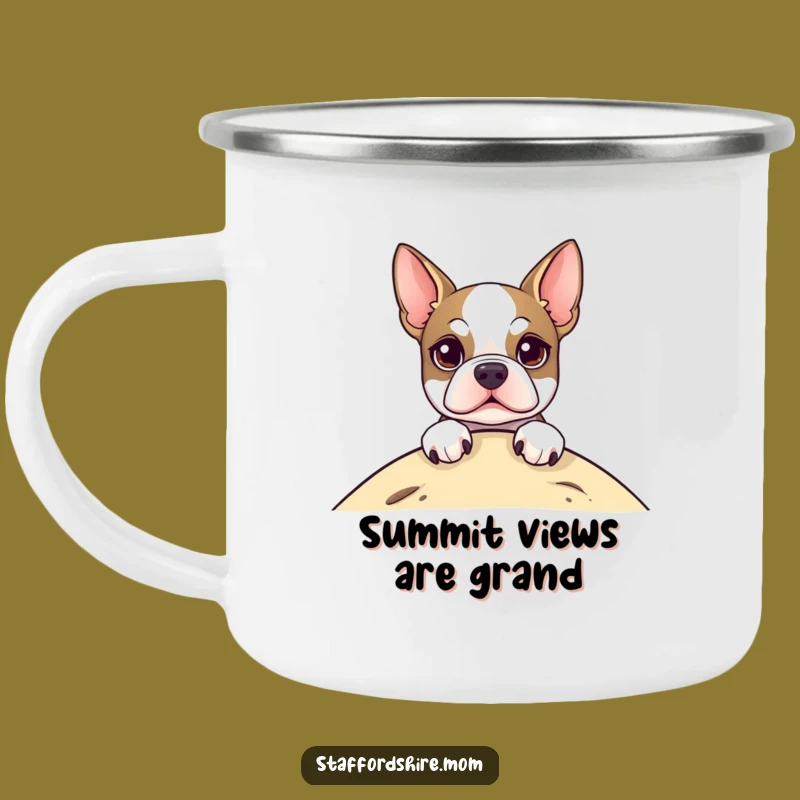 Durable Funny Staffordshire Terrier Camping Mug: Peeker Adventure, Outdoor Dog Gift