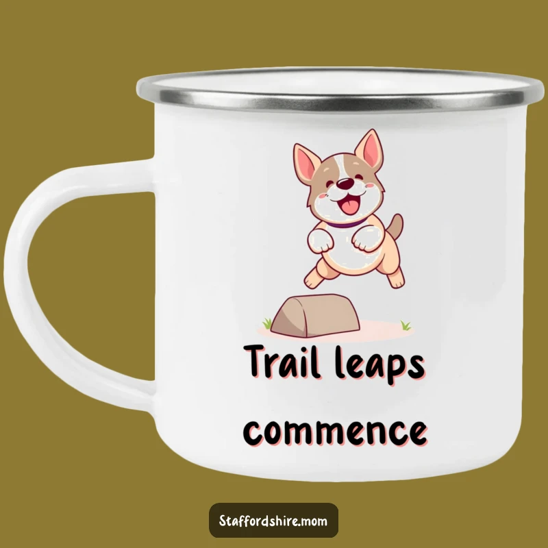 Funny Kawaii Staffordshire Dog Camping Mug: Boundless Energy for Outdoor Adventures