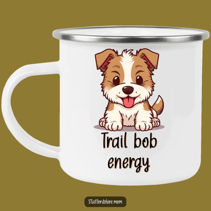Funny Kawaii Staffy Camping Mug - Energy for the Trail