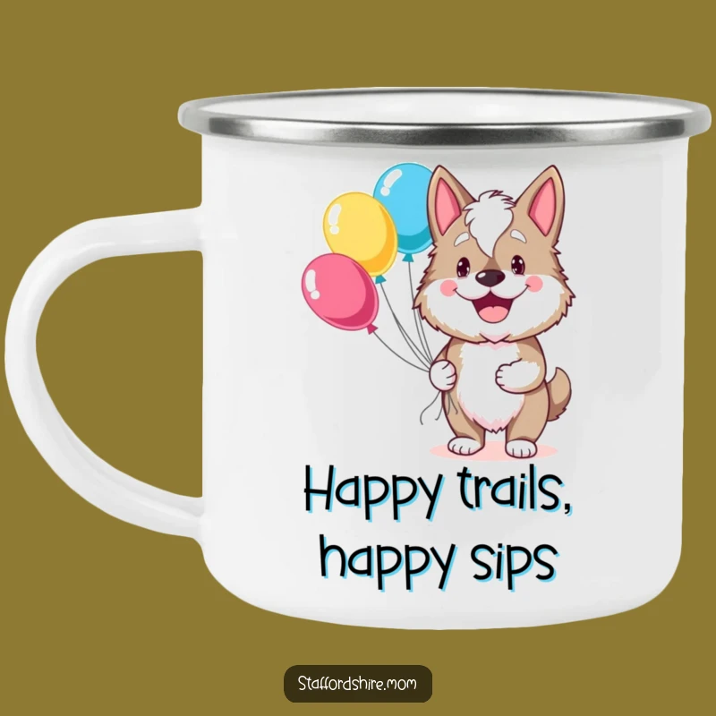 Durable Funny Staffordshire Balloon Grin Camping Mug - Cheerful Adventure Gift