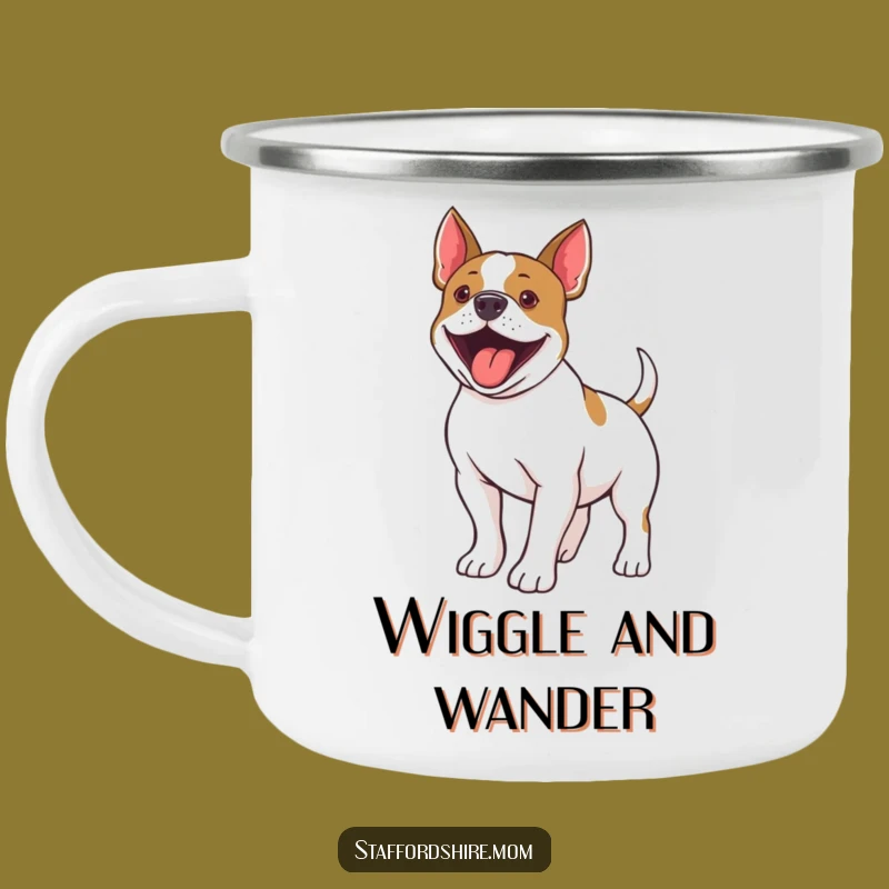 Adventure Ready: Funny Staffy Tail Wiggle Camping Mug for Outdoor Fun!