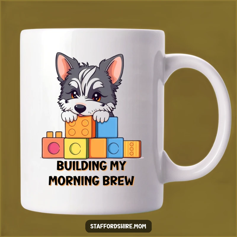 Funny Staffy Building Blocks Mug: Playful Pup, Perfect Funny Gift for Dog Lovers!