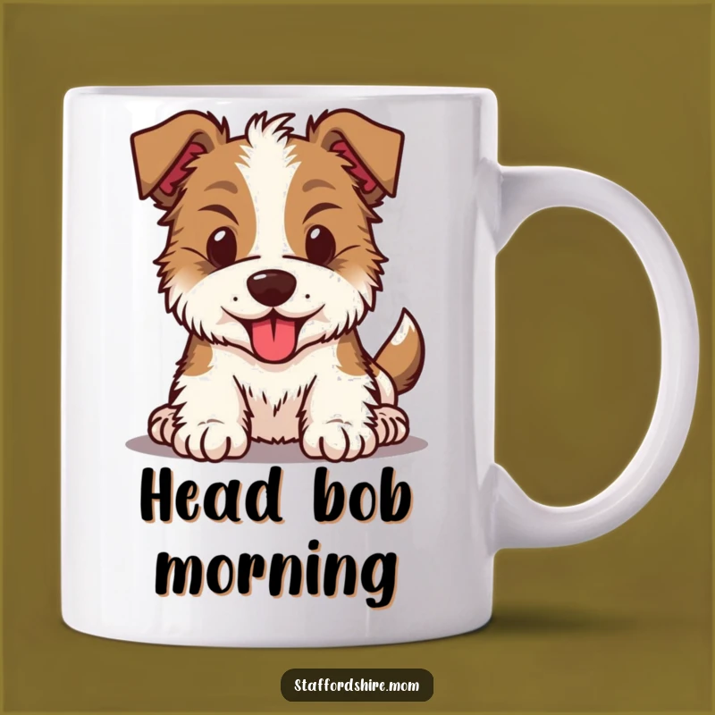 Funny Kawaii Staffy Mug - Energetic Dog Head Bobble Gift