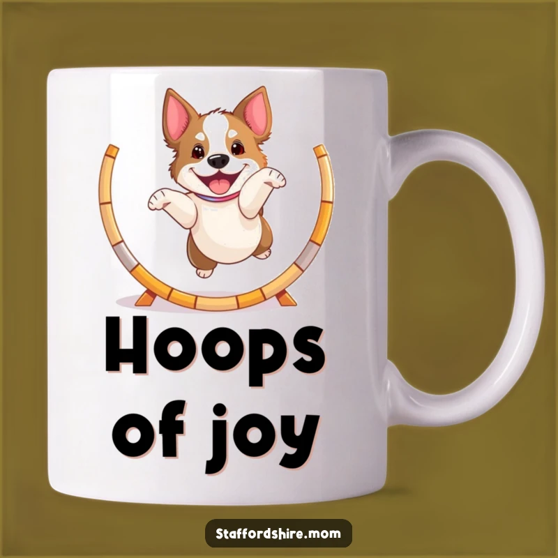 Funny Playful Staffy Mug, Jumping Dog Gift, Exciting Pet Lover Cup