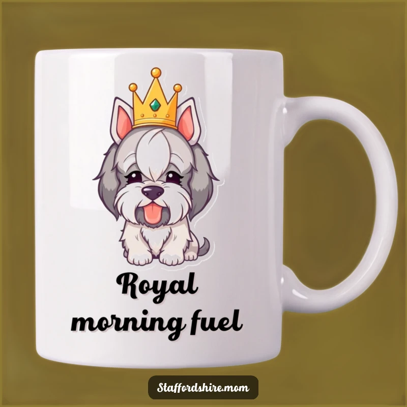 Funny Royal Staffordshire Mug - Crowned Pooch Bowing, Hilarious Regal Gift!
