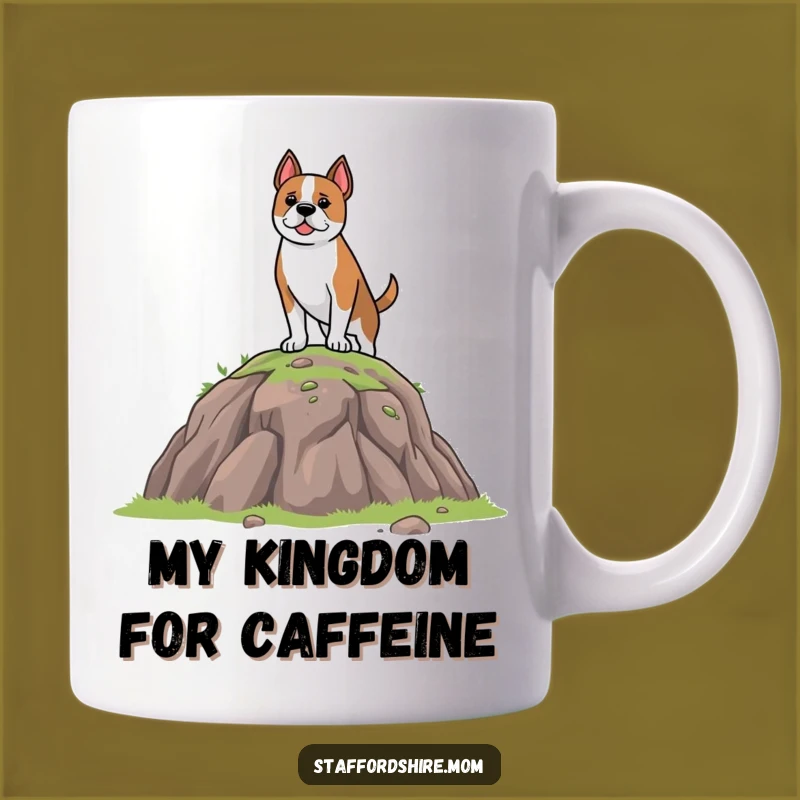 Funny Staffordshire Dog Mug: Brave Pup on Hill, Perfect Funny Gift for Dog Lovers