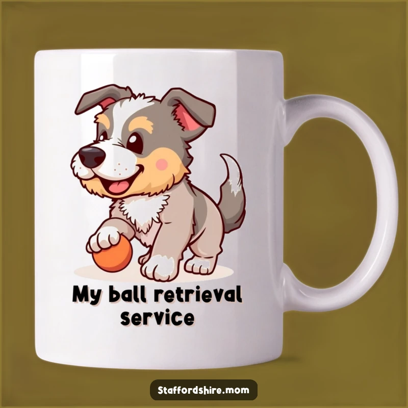 Funny Staffordshire Fetching Mug: Enthusiastic Dog Lover Gift, Perfect for Playful Pups