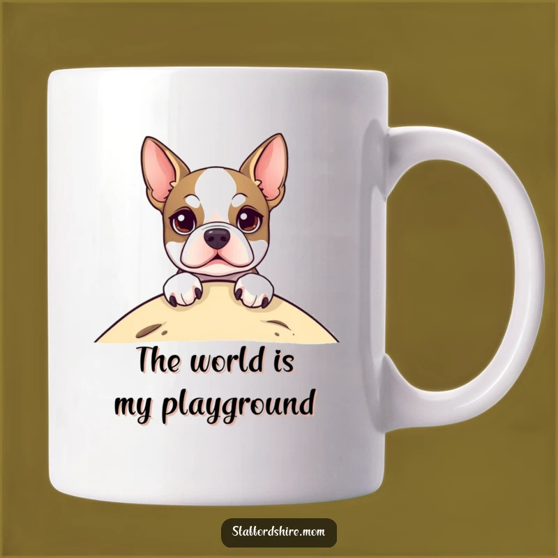 Funny Staffordshire Terrier Mug: Bright-Eyed Peeker, Perfect Dog Lover Gift