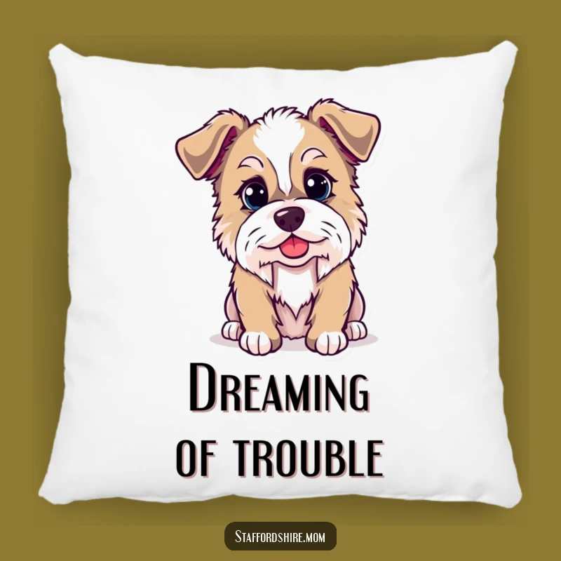 Funny Kawaii Staffordshire Dog Pillow - Cuddle Up with Mischief and Comfort