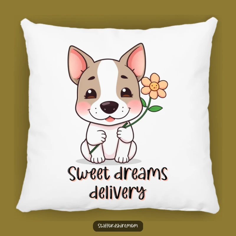 Funny Kawaii Staffy Pillow: Cozy Flower Giver, Hilarious Comfort Gift