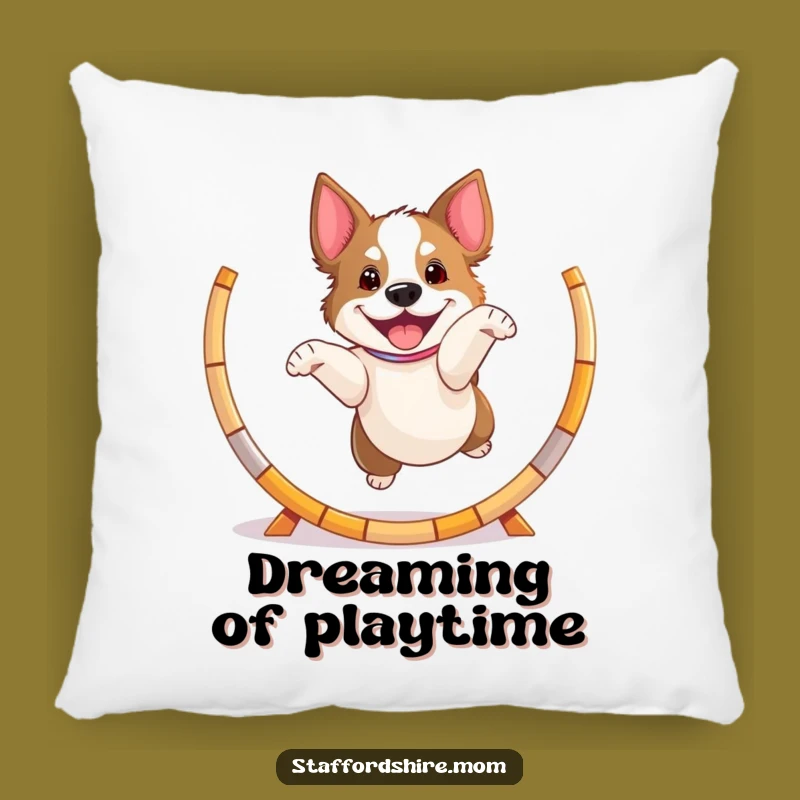 Funny Playful Staffy Pillow, Cozy Jumping Dog Cushion, Energetic Gift Decor