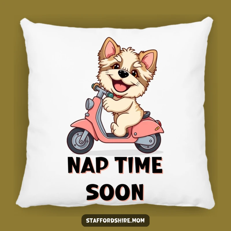 Funny Staffordshire Scooter Pillow: Cozy Giggles, Perfect Humorous Accent