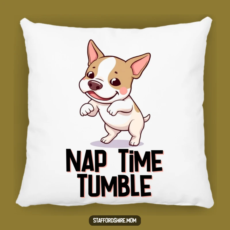Funny Staffy Tripping Pillow - Cozy & Comical Dog Cushion