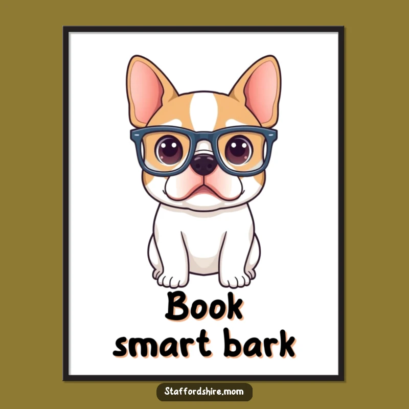 Funny Curious Staffy Digital Art: Big Glasses Wonder, Instant Humorous Download