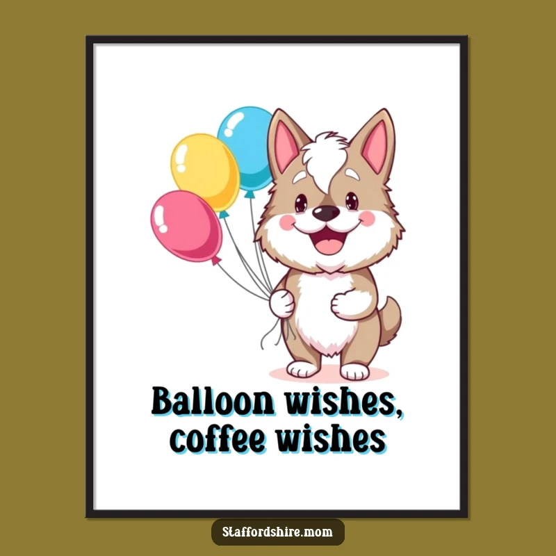 Digital Funny Staffordshire Balloon Grin Art - Instant Joyful Download Gift
