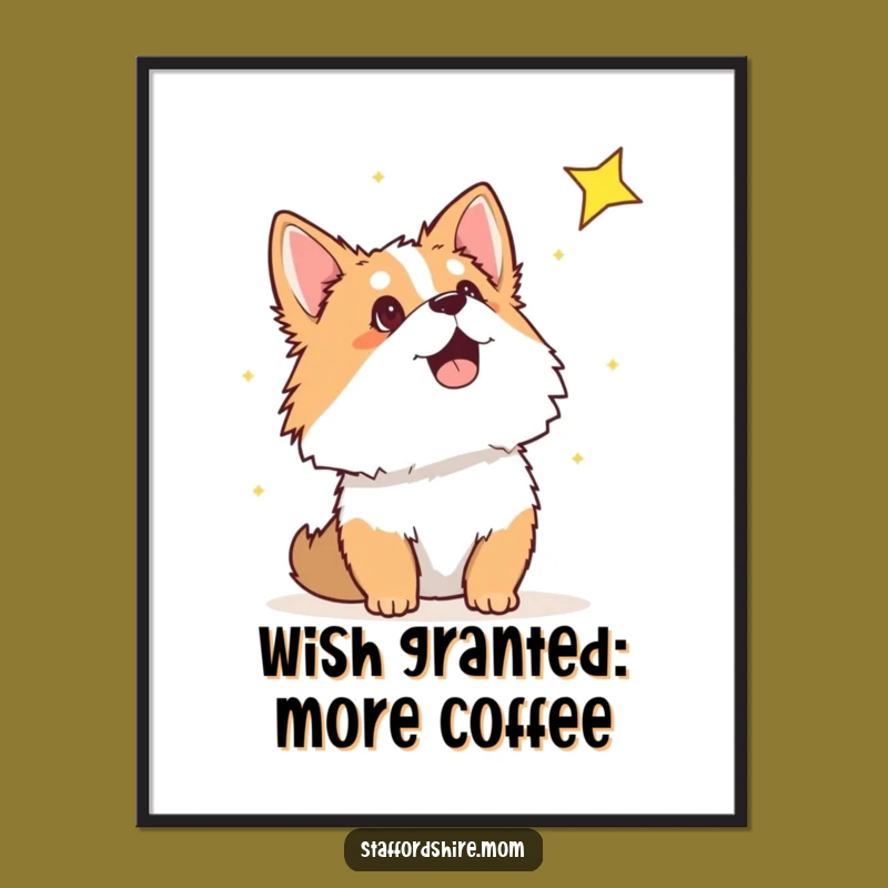 Digital Funny Staffordshire Shooting Star Art - Instant Magical Download Gift