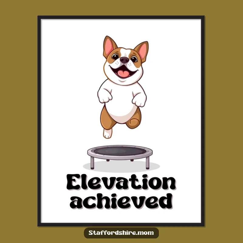 Funny Staffy Trampoline Digital Art - Instant Joyful Wall Decor for Dog Fans