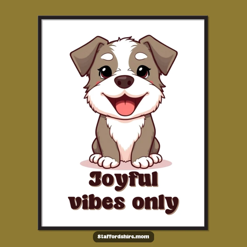 Funny Kawaii Staffordshire Dog Digital Art: Instant Happy Smile for Your Decor