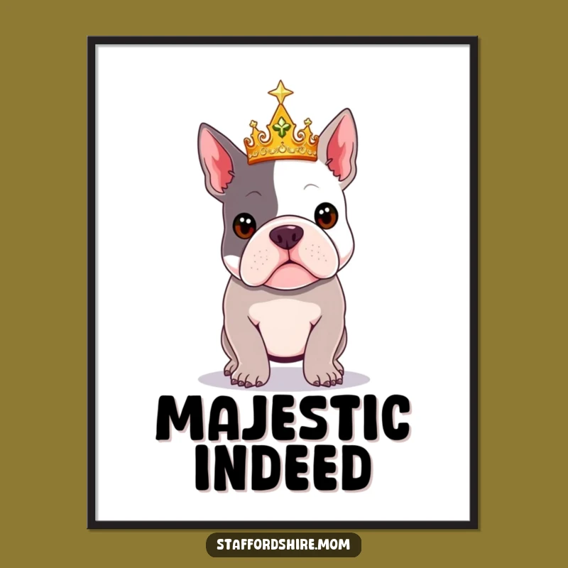 Funny Royal Staffy Crown Digital Art - Instant Regal Decor for Dog Lovers