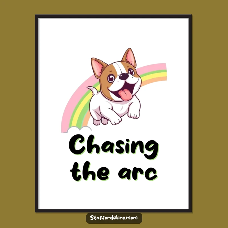 Funny Staffy Rainbow Slide Digital Art - Instant Joyful Download