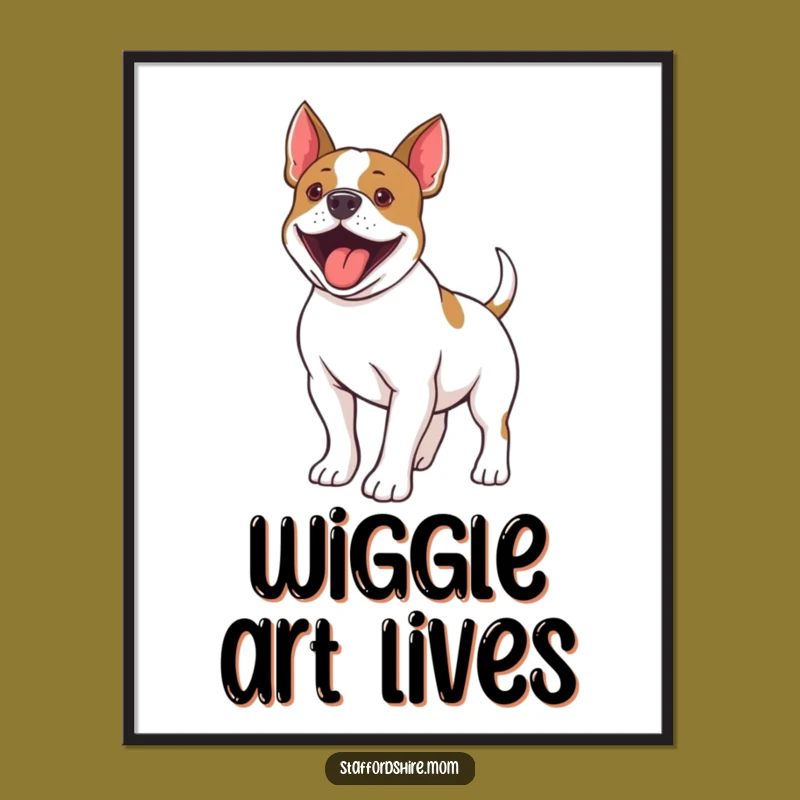 Instant Joy: Funny Staffy Tail Wiggle Digital Art Print for Immediate Smiles!