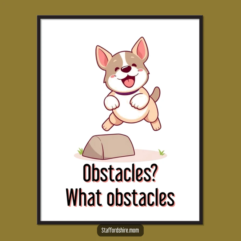 Funny Kawaii Staffordshire Dog Digital Art: Instant Energy With a Playful Leap