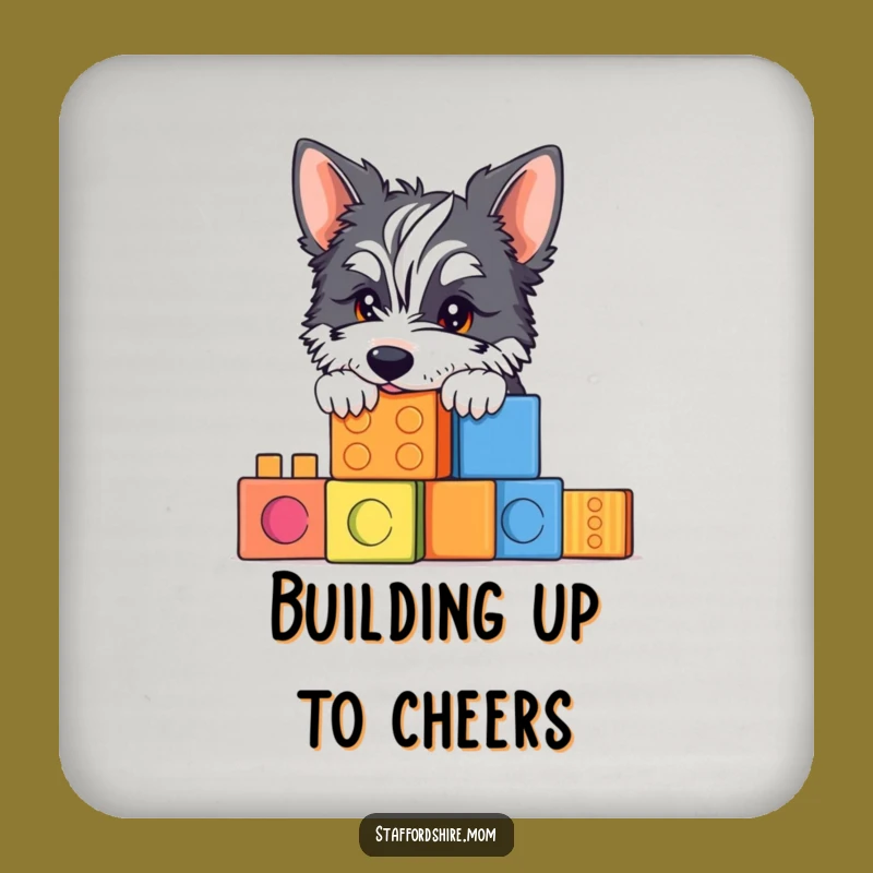 Funny Staffy Building Blocks Coaster: Protect Surfaces with Playfulness, A Cute Funny Gift!