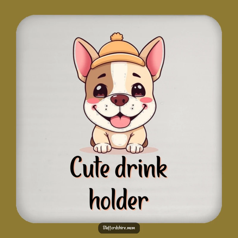 Funny Kawaii Staffy Coasters: Protect Surfaces with a Cute Dog, Unique Gift
