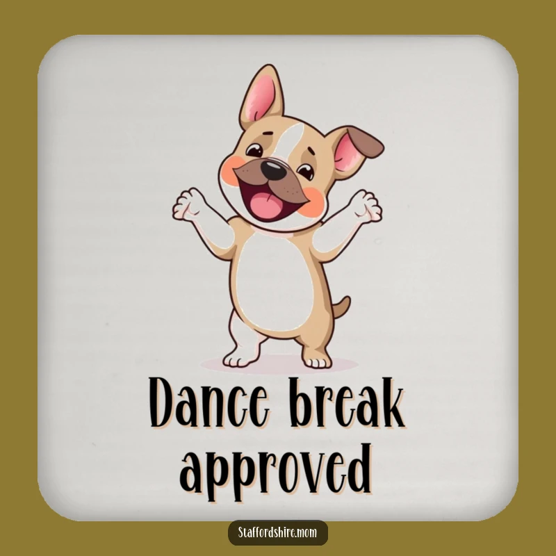 Funny Staffy Jig Coasters: Protect Surfaces with a Dancing Dog, Unique Gift