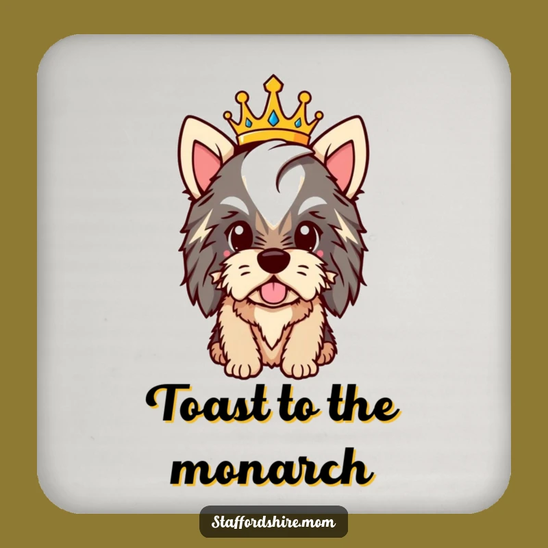 Funny Royal Staffy Coaster: Protect Surfaces with Majesty, A Clever Funny Gift!