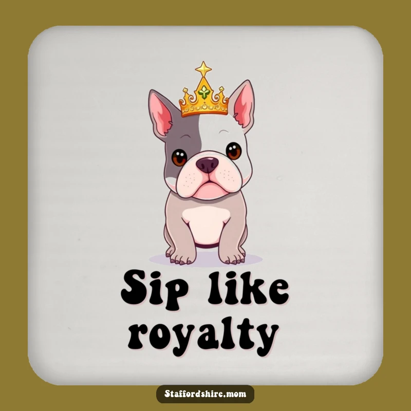 Funny Royal Staffy Crown Drink Coaster - Protect Surfaces with Pup Majesty