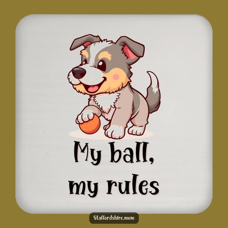 Funny Staffordshire Fetch Coaster: Protect Surfaces, Perfect Humorous Dog Gift