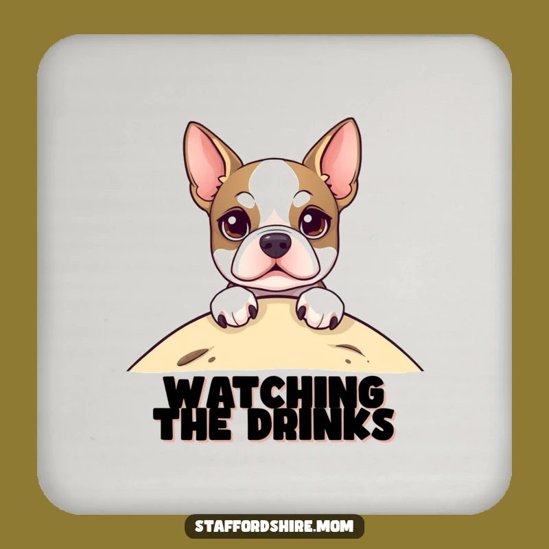Funny Staffordshire Terrier Coaster: Peeker Protection, Chic Dog Lover Gift