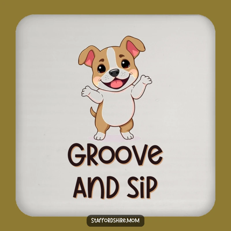 Funny Dog Dance Coaster - Staffordshire Bull Terrier Table Protector Gift