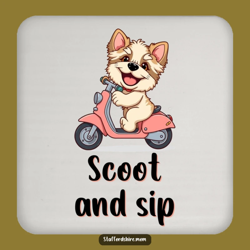 Funny Staffordshire Scooter Coaster: Giggling Protection, Perfect Humorous Gift