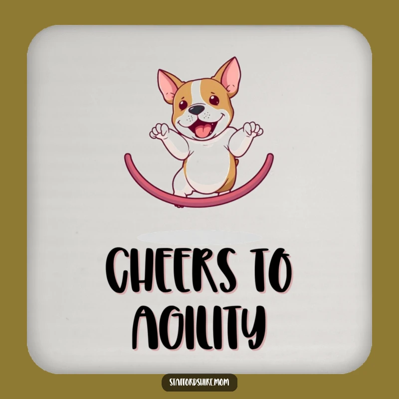 Set of Funny Staffordshire Bull Terrier Hoop Jump Drink Coasters - Gift Set