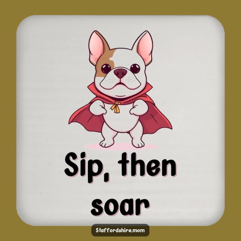 Funny Flying Staffy Coaster - Super Bull Terrier Cape Table Protector Gift