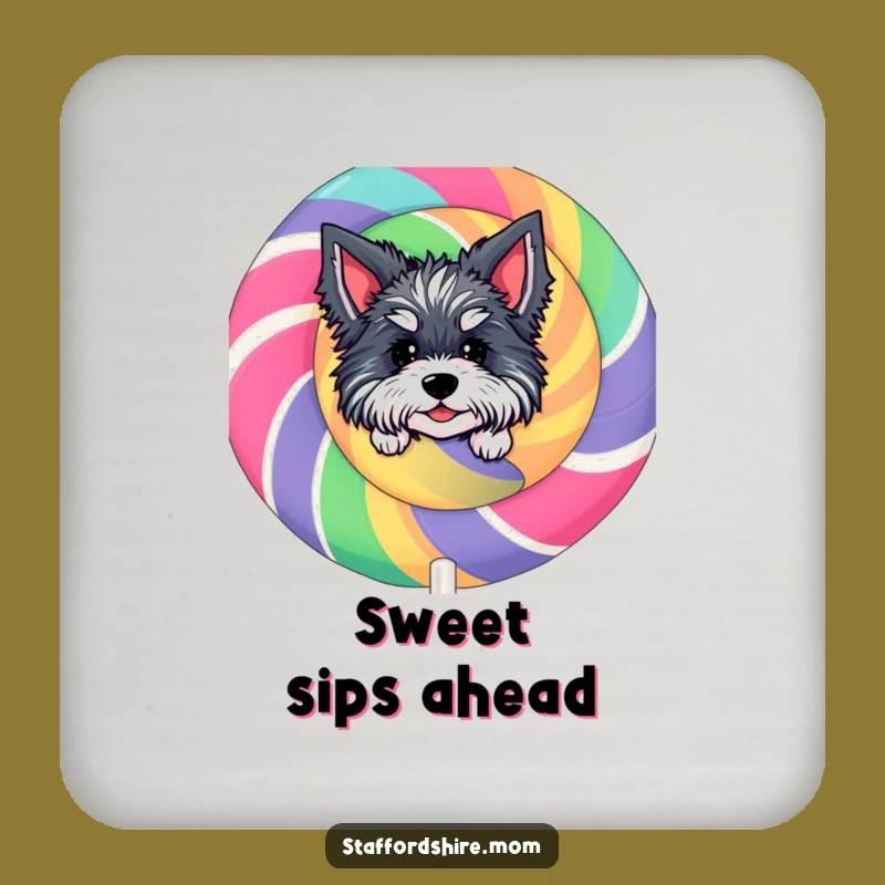 Funny Staffordshire Coaster - Peeking Lollipop Sweetness, Protect Your Surfaces!