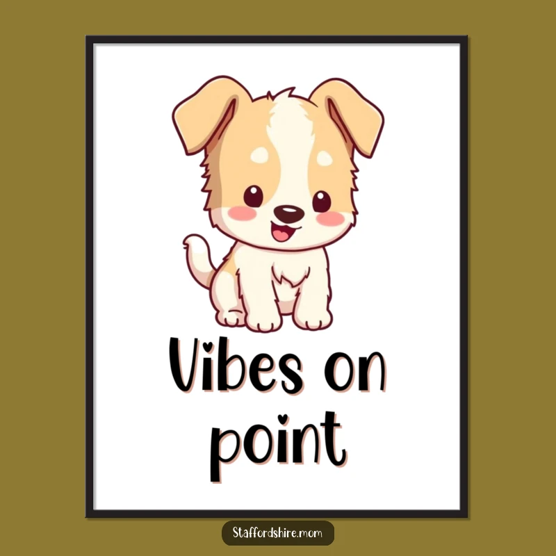 Funny Kawaii Staffordshire Poster - Floppy Ears Wagging Tail Art, Perfect Decor!