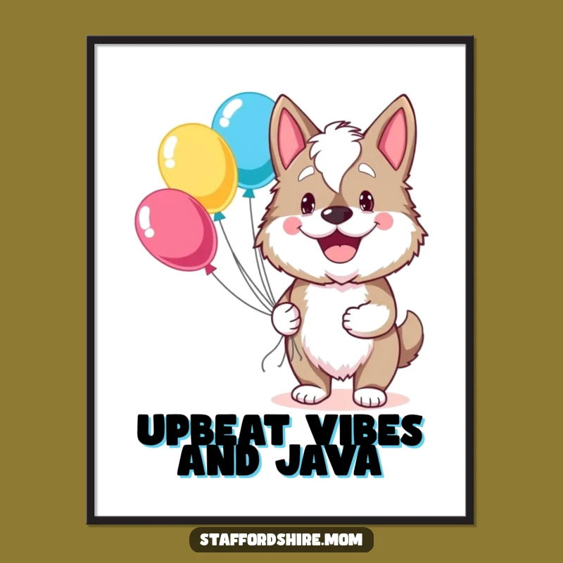 Funny Staffordshire Balloon Grin Poster - Happy Wall Art Gift