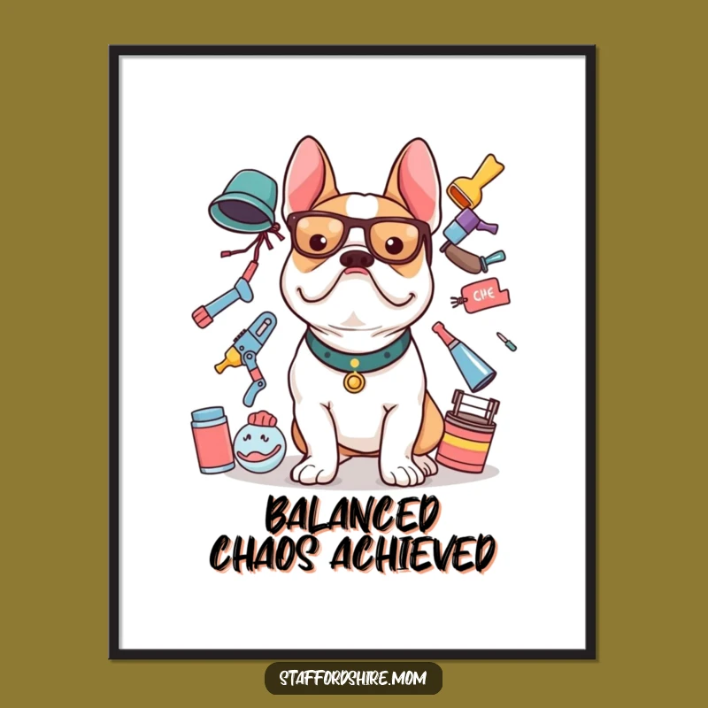 Funny Staffy Balance Poster: Hilarious Wall Art for Staffordshire Bull Terrier Lovers