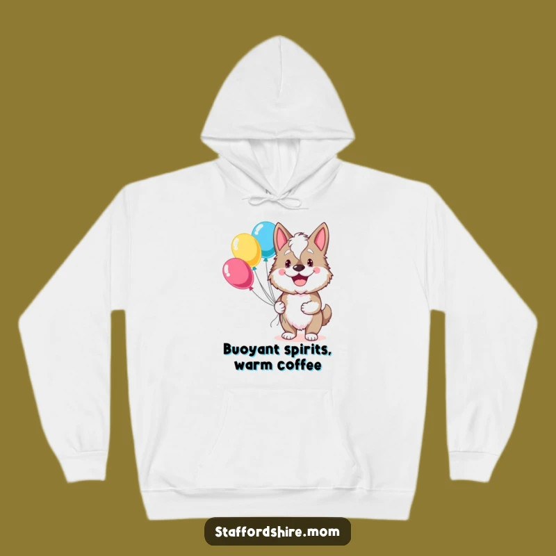 Cozy Funny Staffordshire Balloon Grin Hoodie - Warm & Cheerful Dog Gift