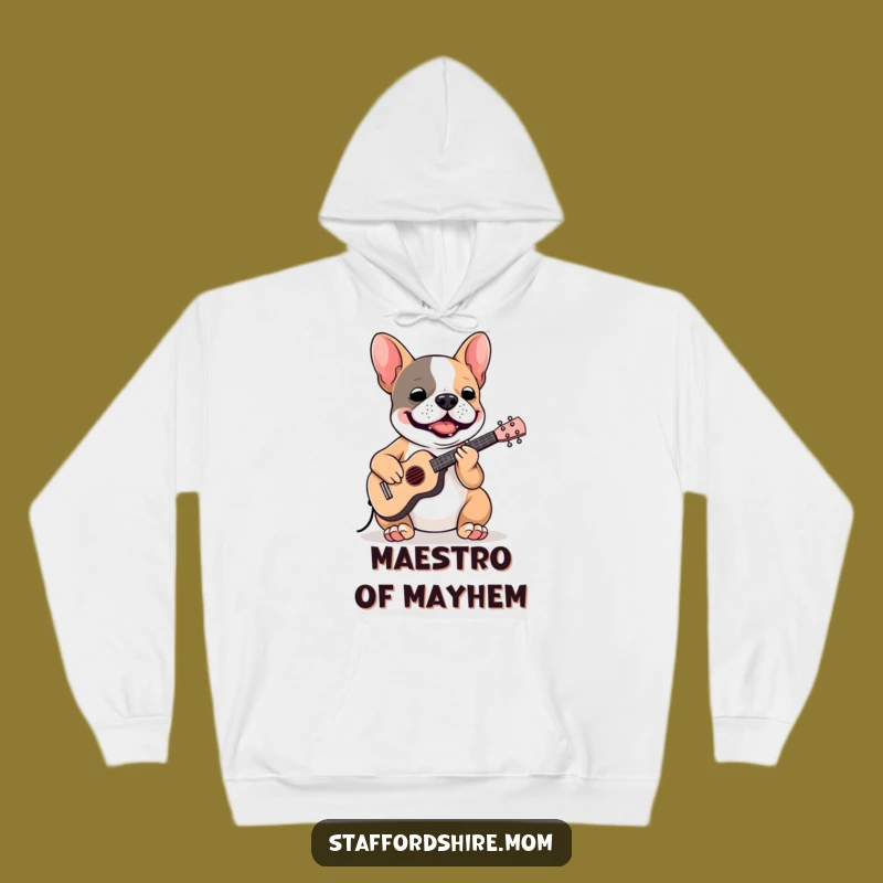 Cozy Concert Vibes: Funny Musician Staffy Hoodie for Warm and Hilarious Nights!
