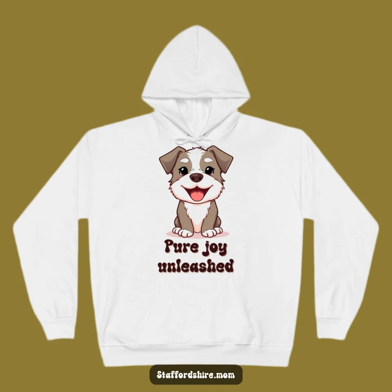 Cozy Funny Kawaii Staffordshire Dog Hoodie: Snuggle Up With a Happy Smile