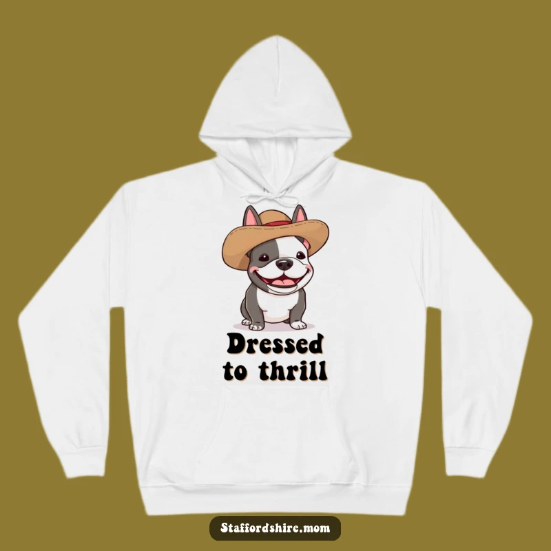 Funny Staffy Silly Hat Hoodie - Cozy & Comical Dog Gift
